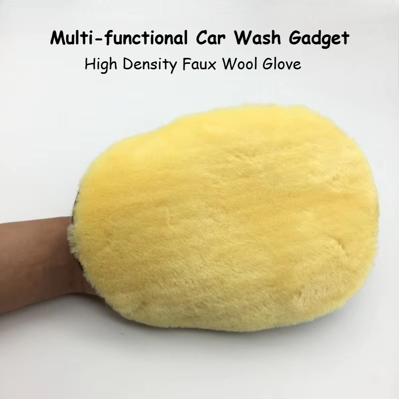 Car Detailing Wash Mitt Microfiber Wool - Dicker Bärenpfoten-Autowaschhandschuh aus Kunstwolle und Mikrofaser,