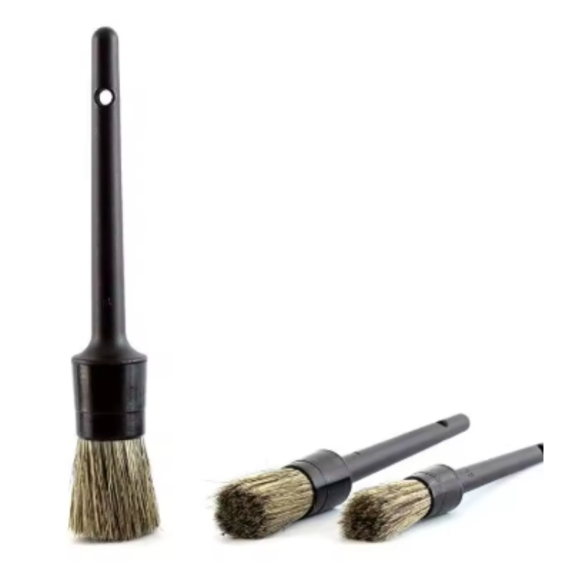 Car Detailing Brush Set Boar Hair Interior - 3-teiliges Autopflege-Bürstenset mit Wildschweinborsten für Außen-