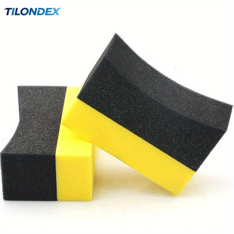 Tire Shine Applicator Curved Sponge Brush - TILONDEX Reifenglanz-Applikatorpads, gebogene zweifarbige Schaumstoffschwämme, 1/2/6-teiliges