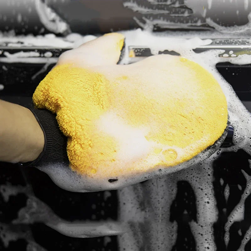 Car Detailing Wash Mitt Microfiber Wool - Autopolier- und Waschhandschuh, Mikrofaser-Waschhandschuh, weicher Reinigungsschwamm-Handschuh