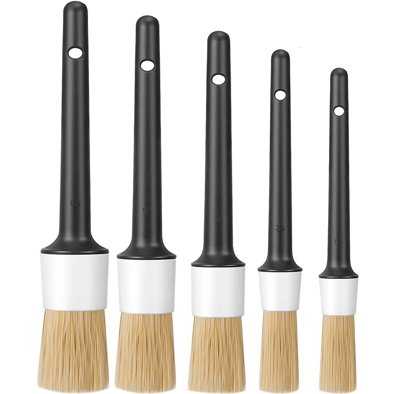 Car Detailing Brush Set Boar Hair Interior - 3/5-teiliges Autopflege-Bürstenset für Außen- und Innenbereich,