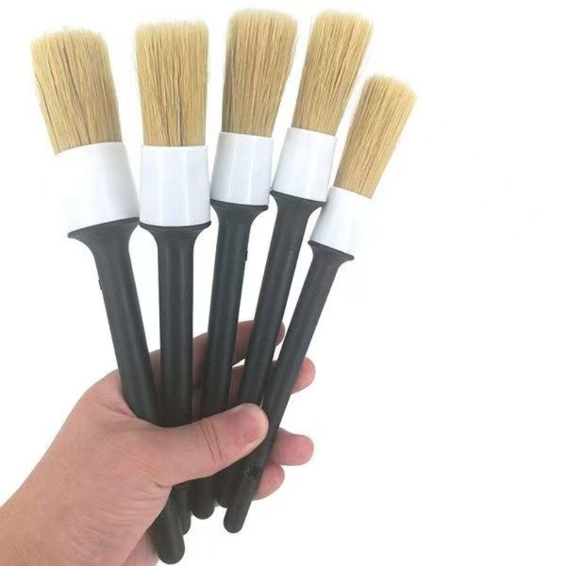 Car Detailing Brush Set Boar Hair Interior - 3-teiliges Autopflege-Bürstenset mit Wildschweinborsten für Außen-
