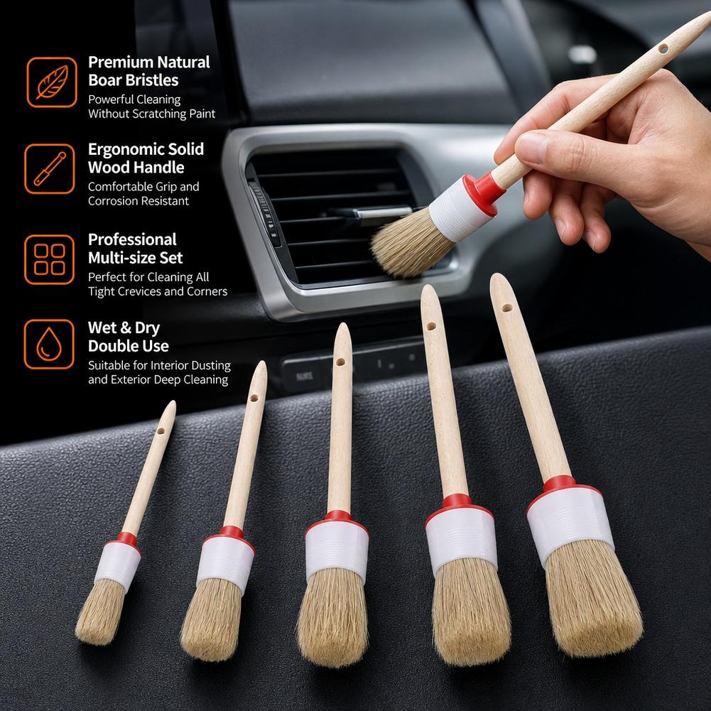 5-teiliges Auto-Detailing-Bürs – Car Detailing Brush Set Boar Hair Interior Bewertung und Preis