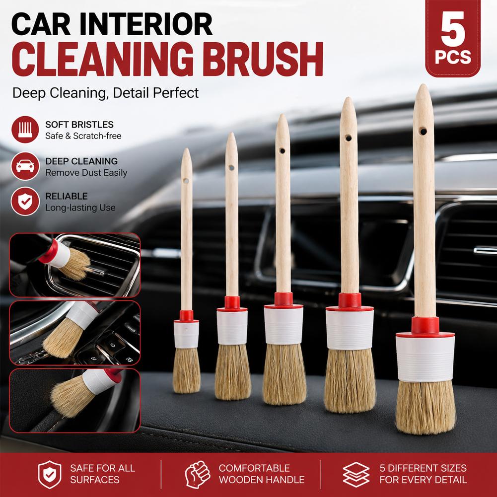 5-teiliges Auto-Detailing-Bürs – Car Detailing Brush Set Boar Hair Interior Bewertung und Preis
