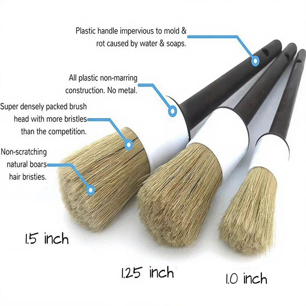 3-teiliges Auto-Innen- und Auß – Car Detailing Brush Set Boar Hair Interior Bewertung und Preis
