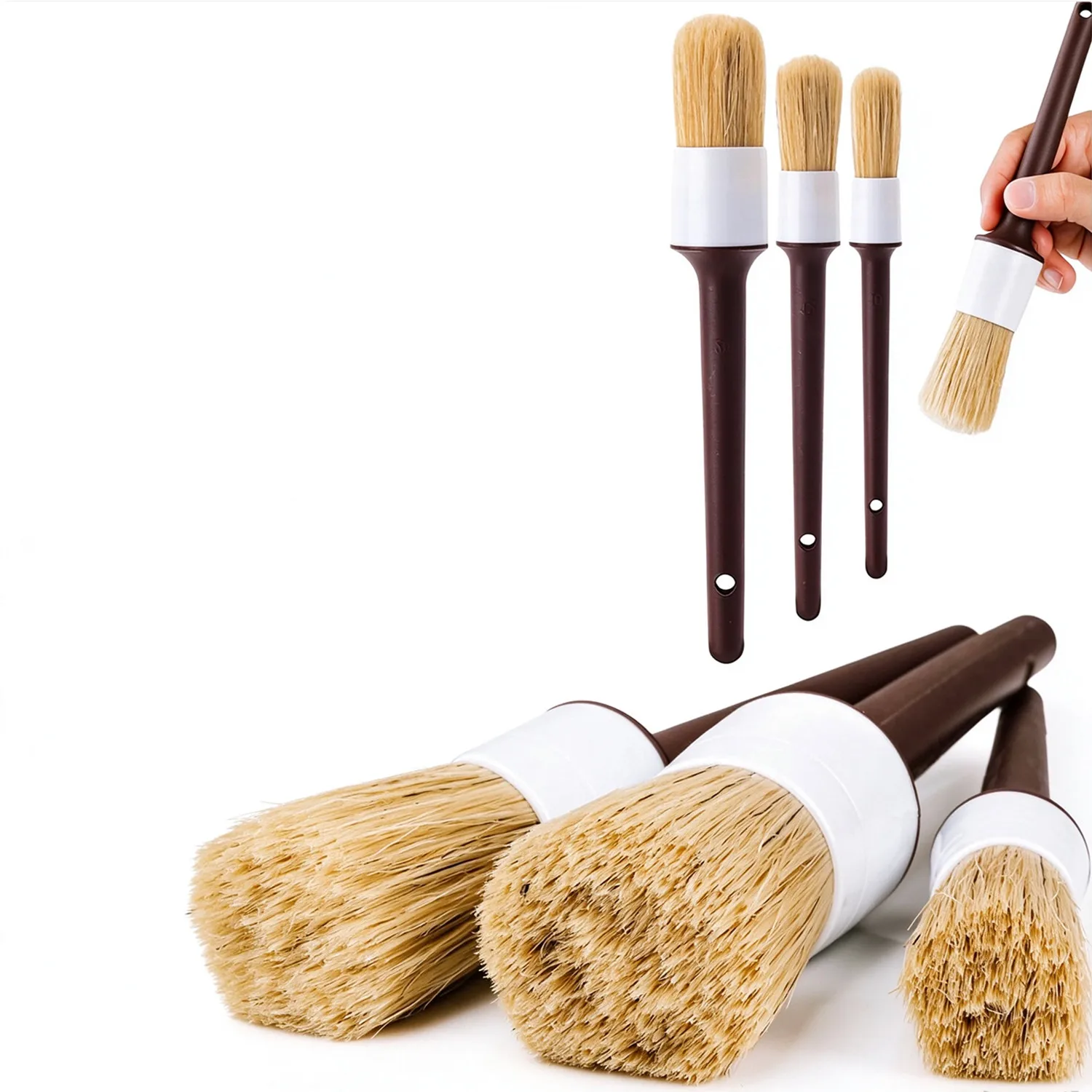 Auto-Detailing-Bürstenset 3-te – Car Detailing Brush Set Boar Hair Interior Bewertung und Preis