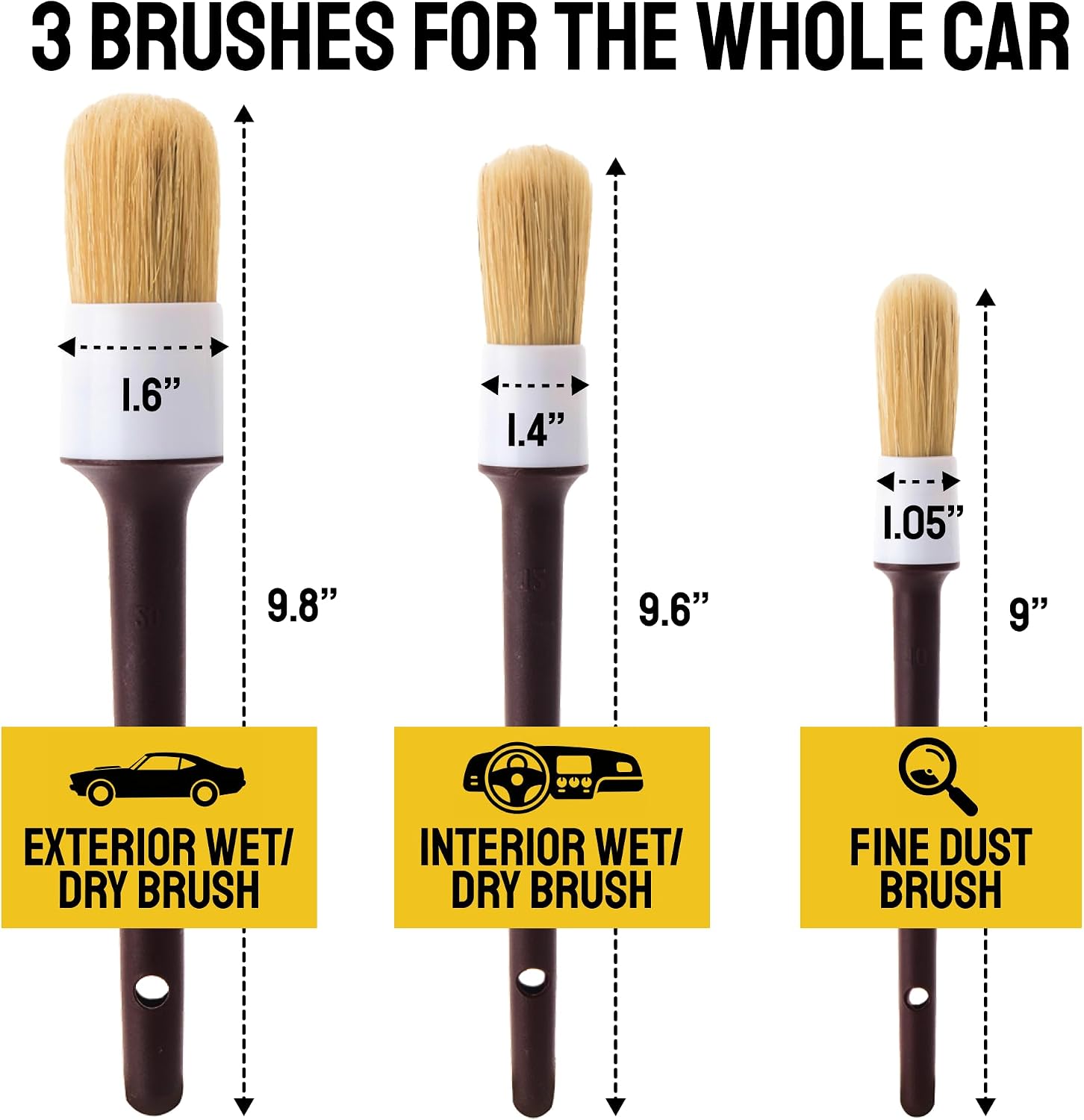 Auto-Detailing-Bürsten-Set 3-t – Car Detailing Brush Set Boar Hair Interior Bewertung und Preis